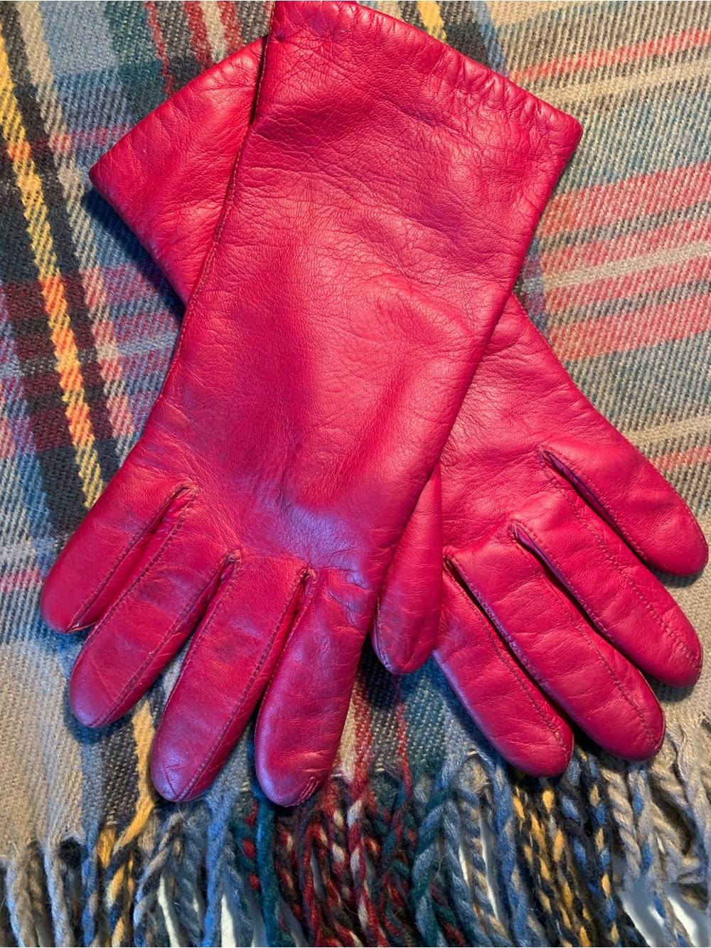 Eaton Women's Red Leather Gloves Lined Size M or 7